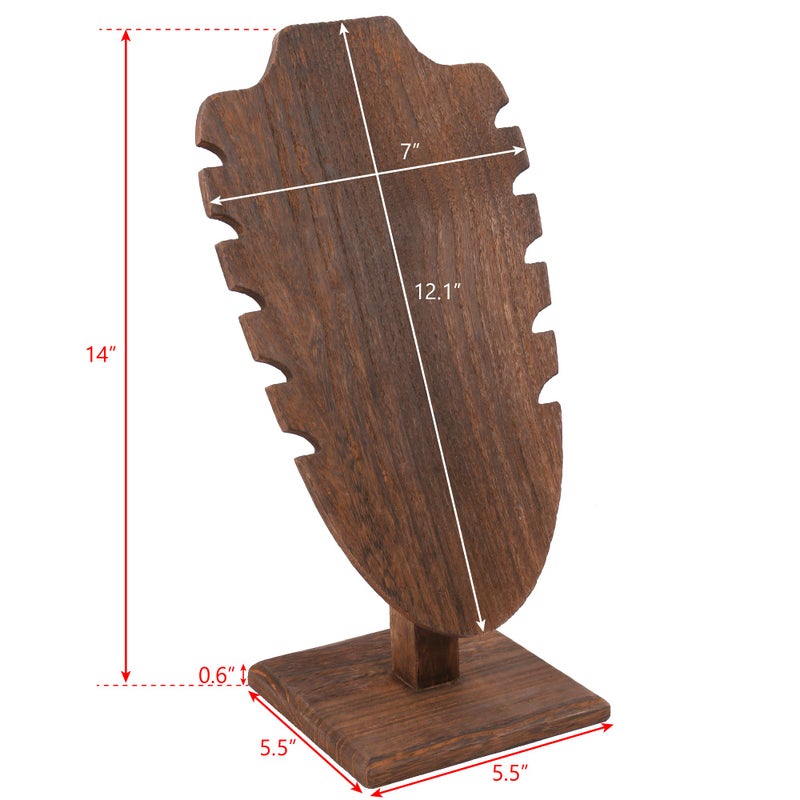 MOOCA Wooden Freestanding Necklace Easel Display Stand - Adjustable Slope Jewelry Showcase Holder for 6 Necklaces, Brown Color - Image 2
